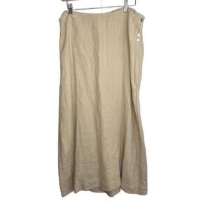 Agolde Sarrah Skirt Wheat Colored Long Linen 5 Button Side Summer Weight. Lg.